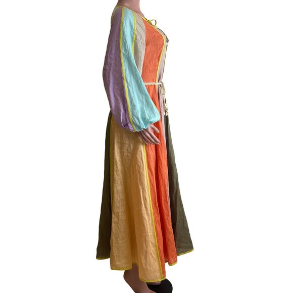 Zimmermann Lola Panelled Maxi Dress Womens 0 / 4 US Multicolor Belted Seashells - Picture 3 of 16